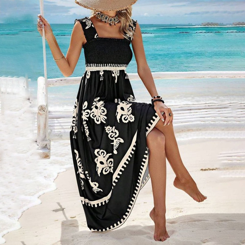 Women Sleeveless Beach Dress Printed Lightweight