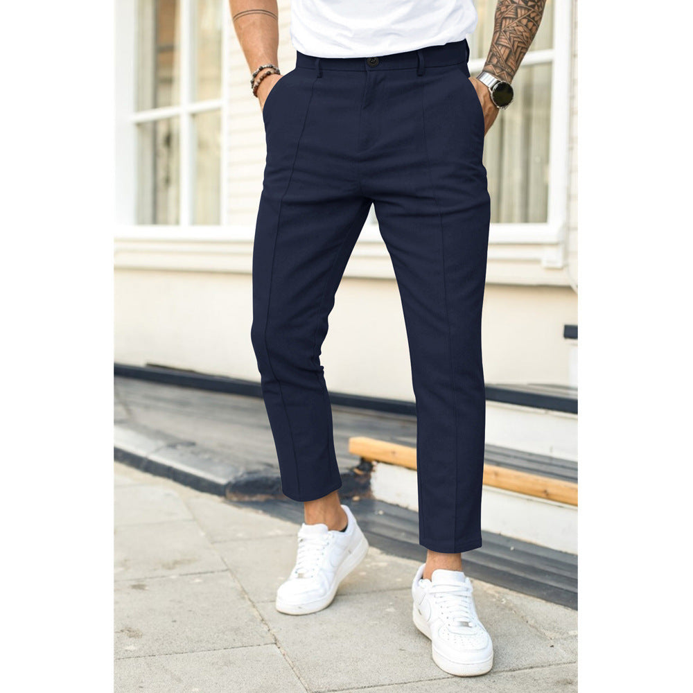 Caleb – Pantalon Ajusté Poches Avant avec Fermeture à Boutons