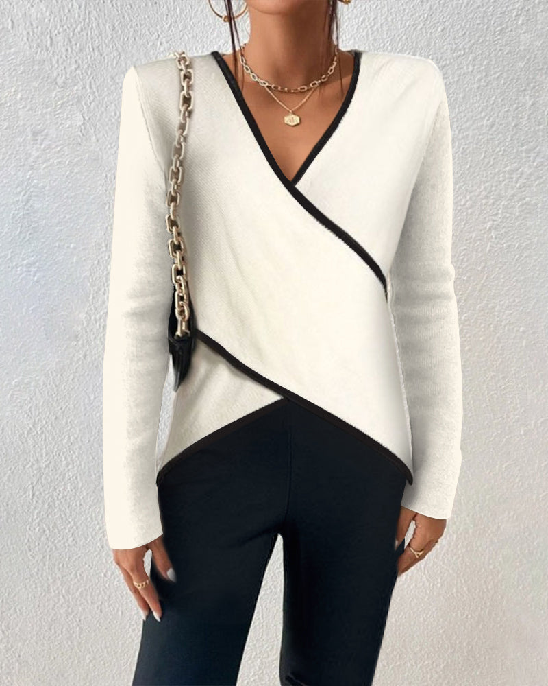 Avencea - Elegant V-Neck Wrap Sweater