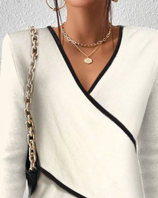 Avencea - Elegant V-Neck Wrap Sweater