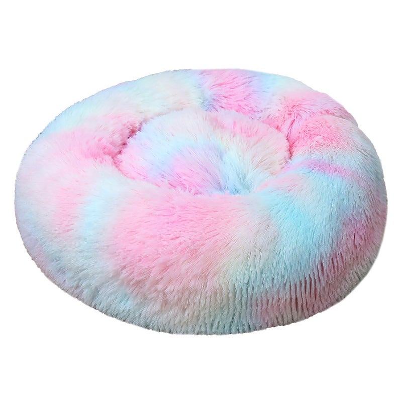 70 X 70Cm Soft Fluffy Pet Dog Cat Round Bed Rainbow