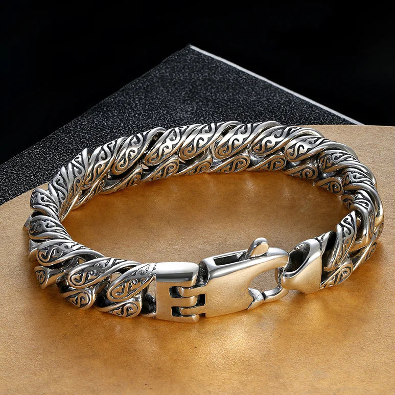 MotifLuxe - Silver Bracelet with Arabesque Clasp