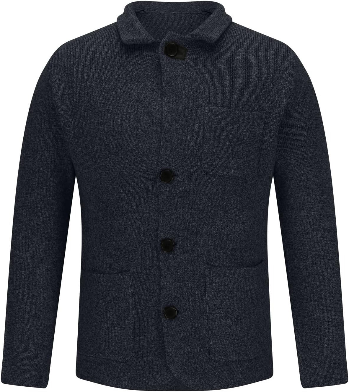Herren Langarm Geknöpft Strickjacke