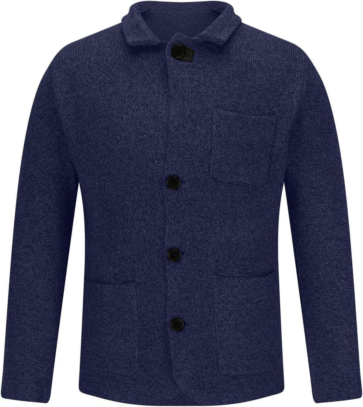 Herren Langarm Geknöpft Strickjacke