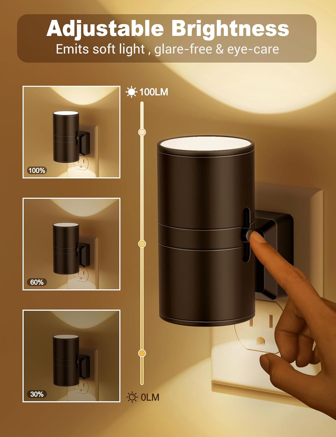 NightNova | Dimmable LED Night Light Plug-In – Adjustable Brightness for Bedrooms & Hallways