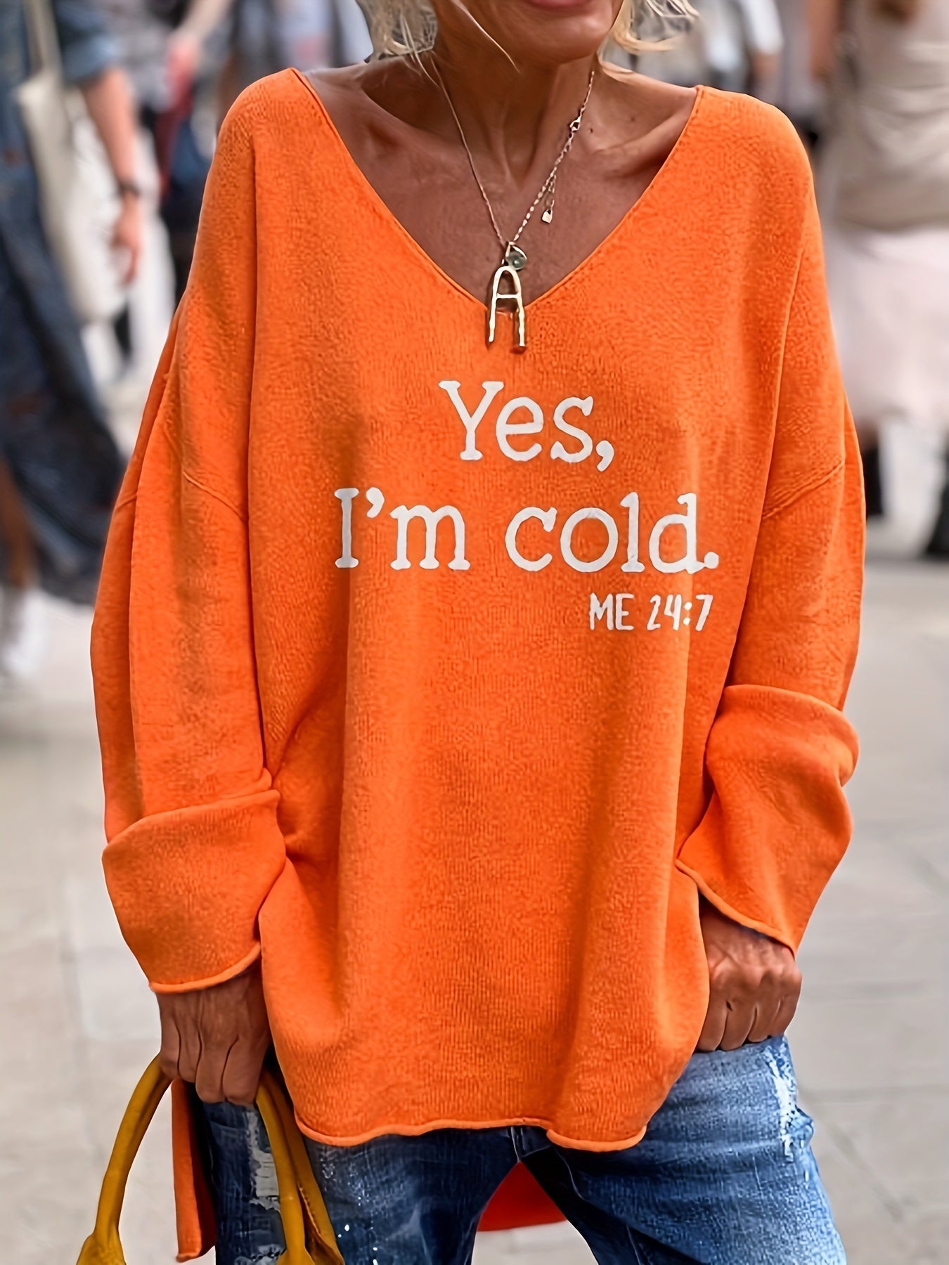 Katey – Lässiger Langarmpullover Mit Drucken