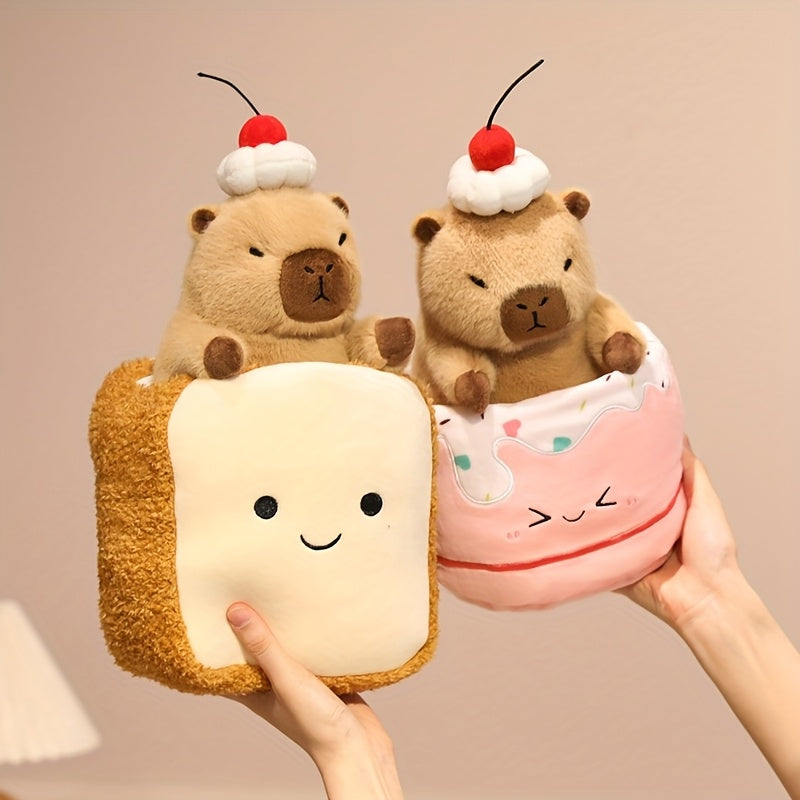 CuteCapybara – Schattige Pluche Knuffel 2-in-1 Croissant & Ananasbrood