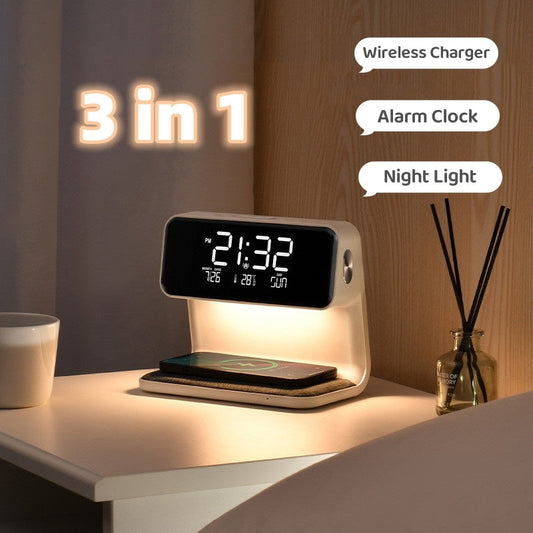 Multifunction Alarm Clock | Wireless Charger Night Lamp