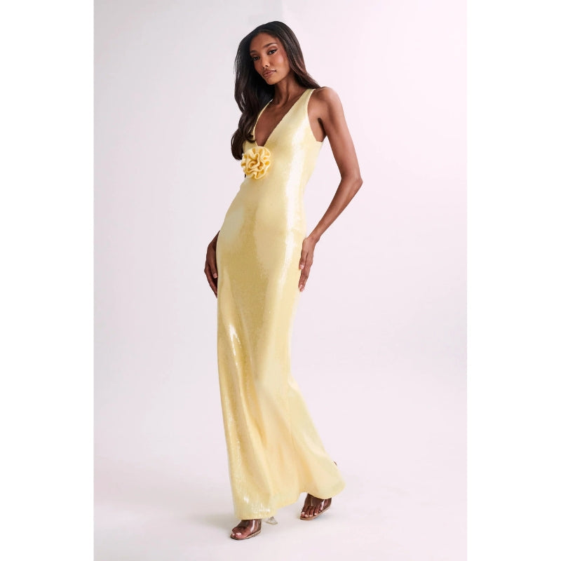 Aria – Robe longue élégante avec décolleté en V profond et dos croisé
