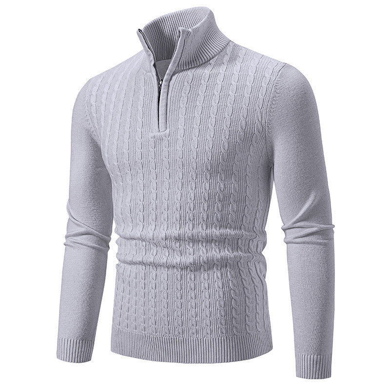 Heren Kabelgebreide Pullover met Verstelbare Kraag