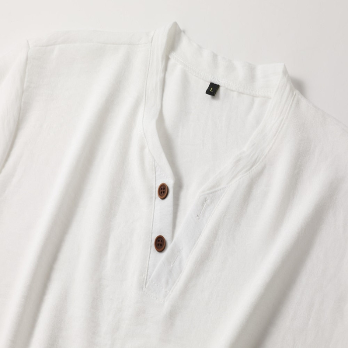 Ian - Chemise élégante col V à manches retroussées