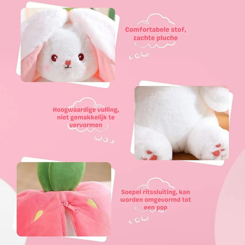 StrawberryBunny – Aardbei & Wortel Veranderbare Plysch Kanin