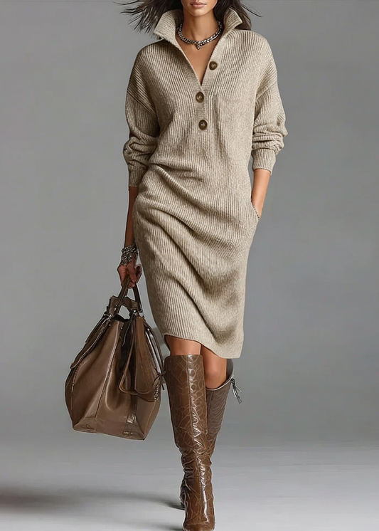 LORENA | KNIT DRESS WITH COLLAR AND BUTTONS