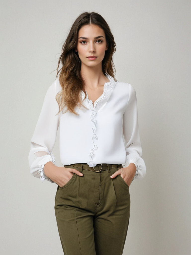 Chemisier Erin pour femmes - Top élégant à manches longues dans des couleurs classiques et une coupe confortable
