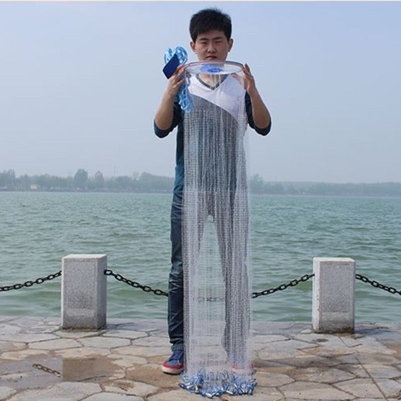 2.4M Hand Cast Fishing Net Spin Nylon Bait With Sinker