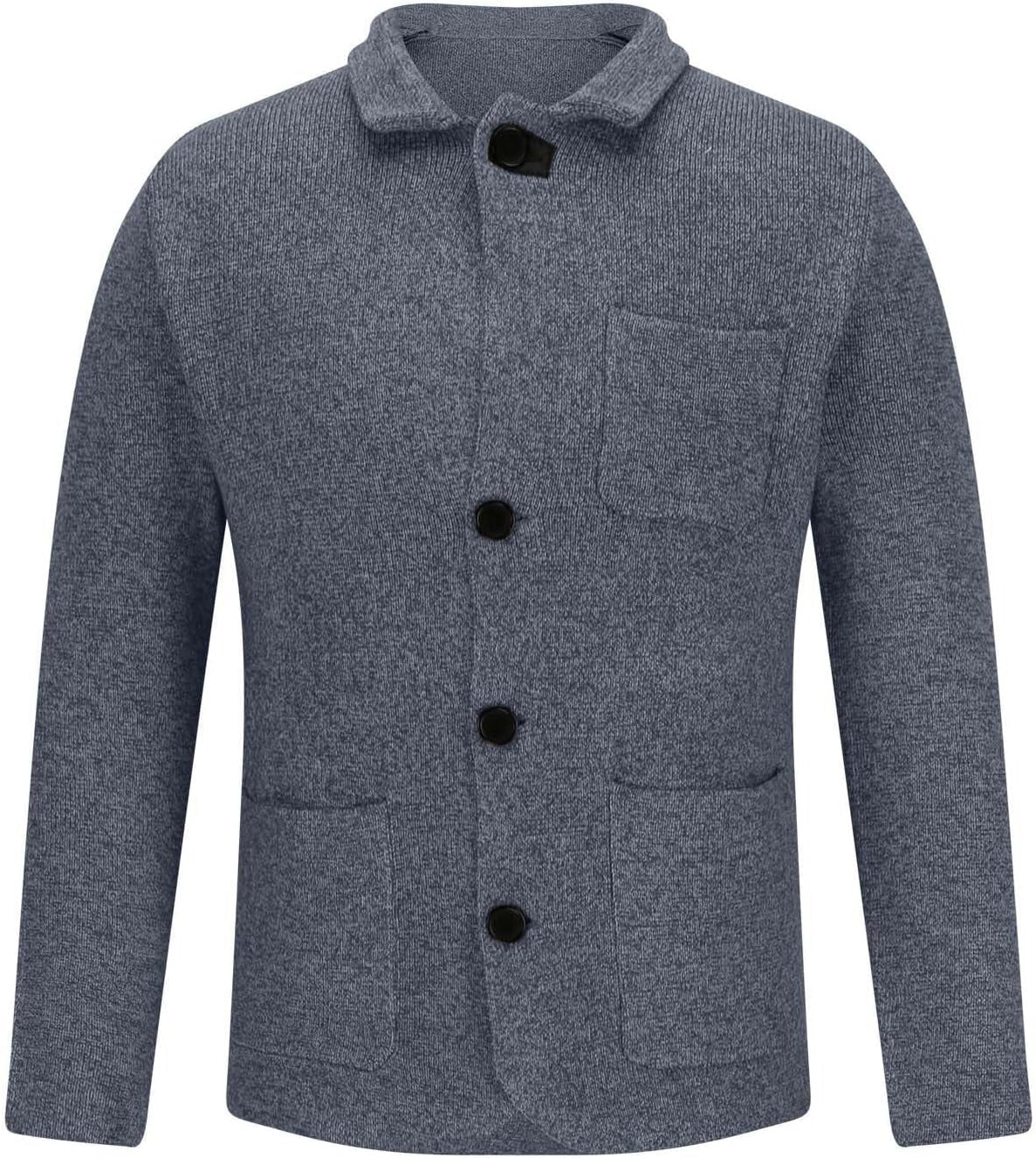 Herren Langarm Geknöpft Strickjacke
