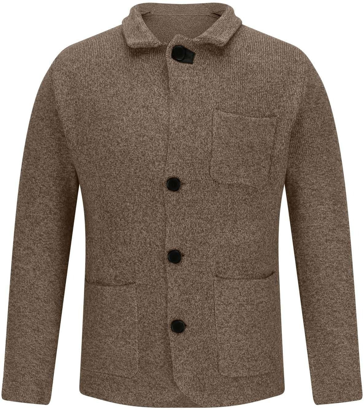 Herren Langarm Geknöpft Strickjacke