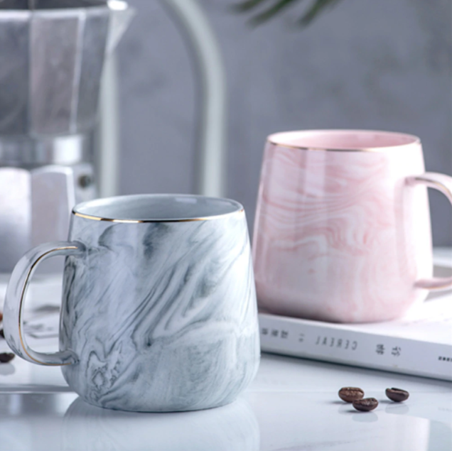 Marmer-Goud-Inlegmok | Handgemaakte Keramische Mok | Luxe Ontwerp & Geschenkidee