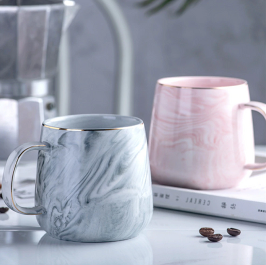 Marmer-Goud-Inlegmok | Handgemaakte Keramische Mok | Luxe Ontwerp & Geschenkidee