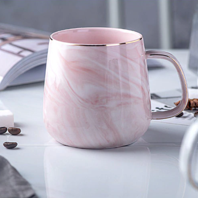 Marmer-Goud-Inlegmok | Handgemaakte Keramische Mok | Luxe Ontwerp & Geschenkidee
