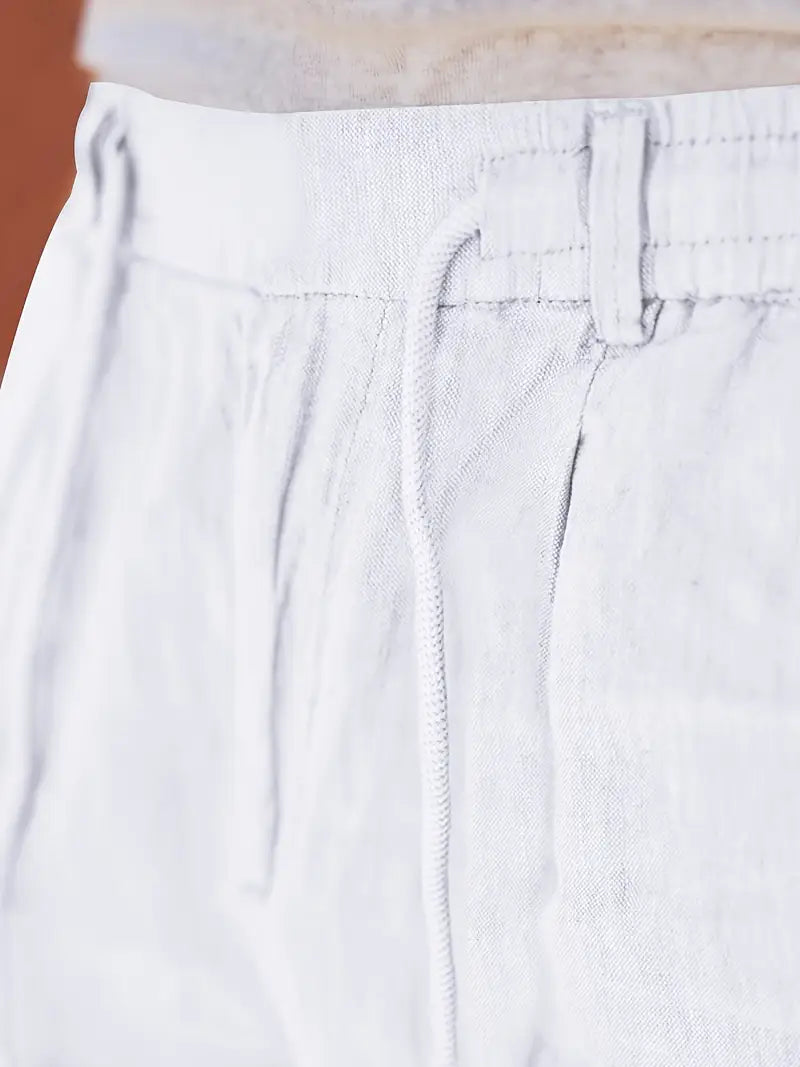 Manzo | Luftige Leinenhose mit Bindegürtel