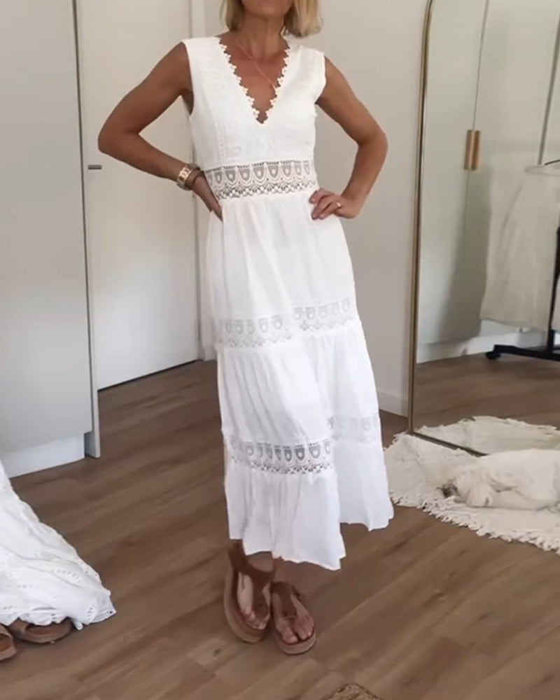 Luna Lace V-Neck Midi Dress
