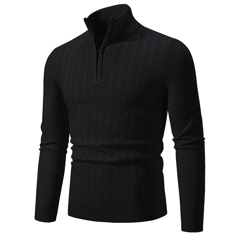 Heren Kabelgebreide Pullover met Verstelbare Kraag