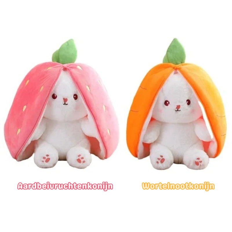 StrawberryBunny – Aardbei & Wortel Veranderbare Plysch Kanin
