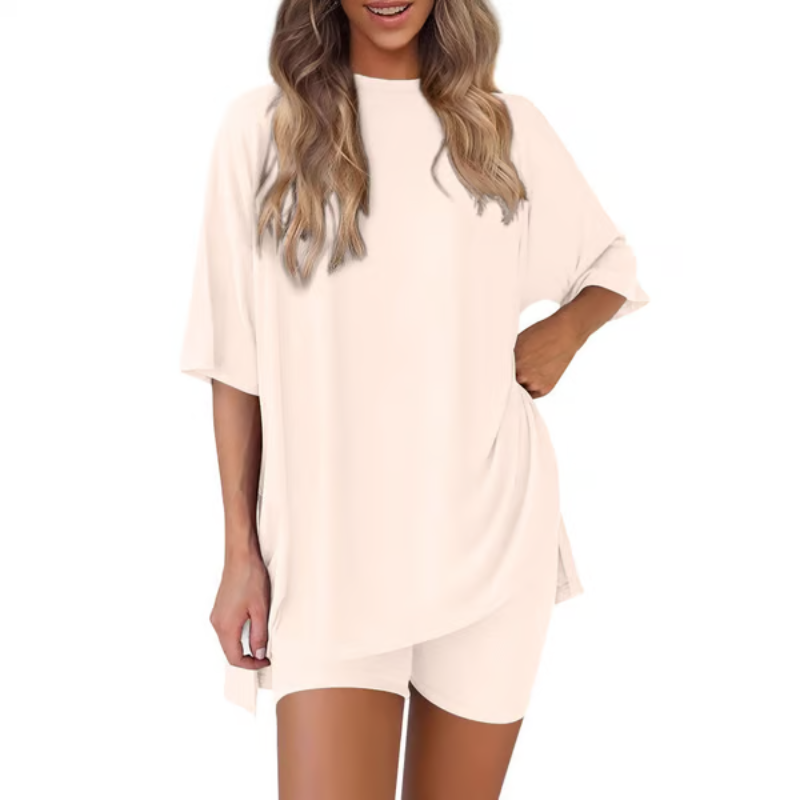 SummerEase – 2-delige Dames Set – Luchtige T-shirt & Stretch Shorts