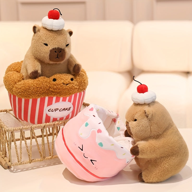CuteCapybara – Schattige Pluche Knuffel 2-in-1 Croissant & Ananasbrood