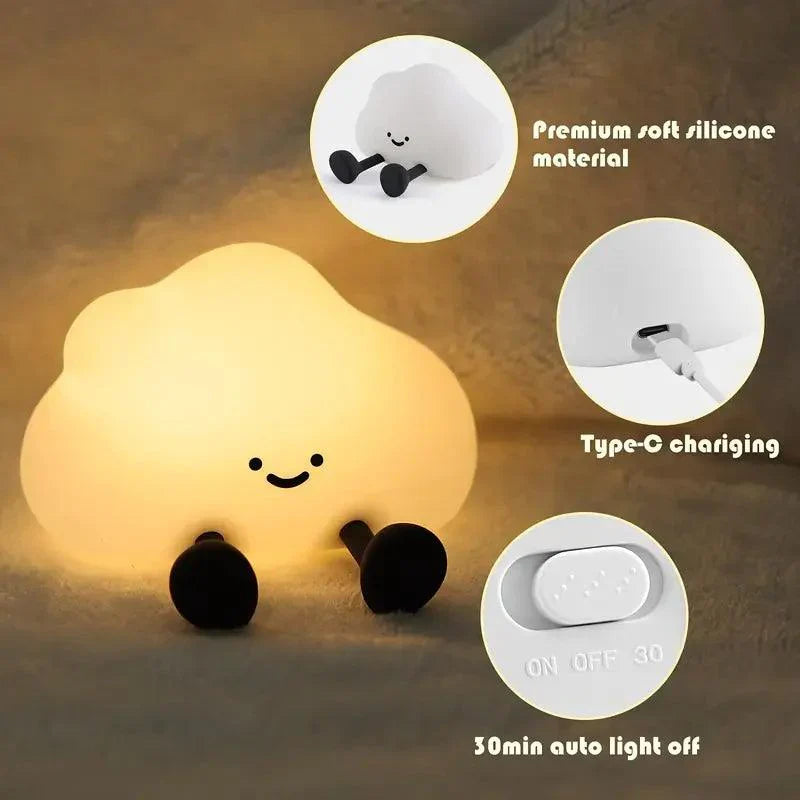 Nuvia Lumo | USB-aufladbare LED Nachttischlampe in Wolkenform mit Touch-Dimmer