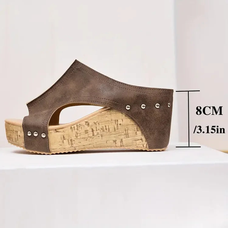 Women Wedge Sandals Buckle | Closure Rubber Sole Comfortable Fit