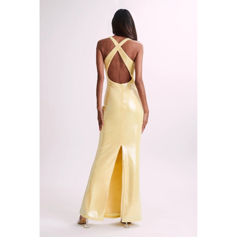 Aria – Robe longue élégante avec décolleté en V profond et dos croisé