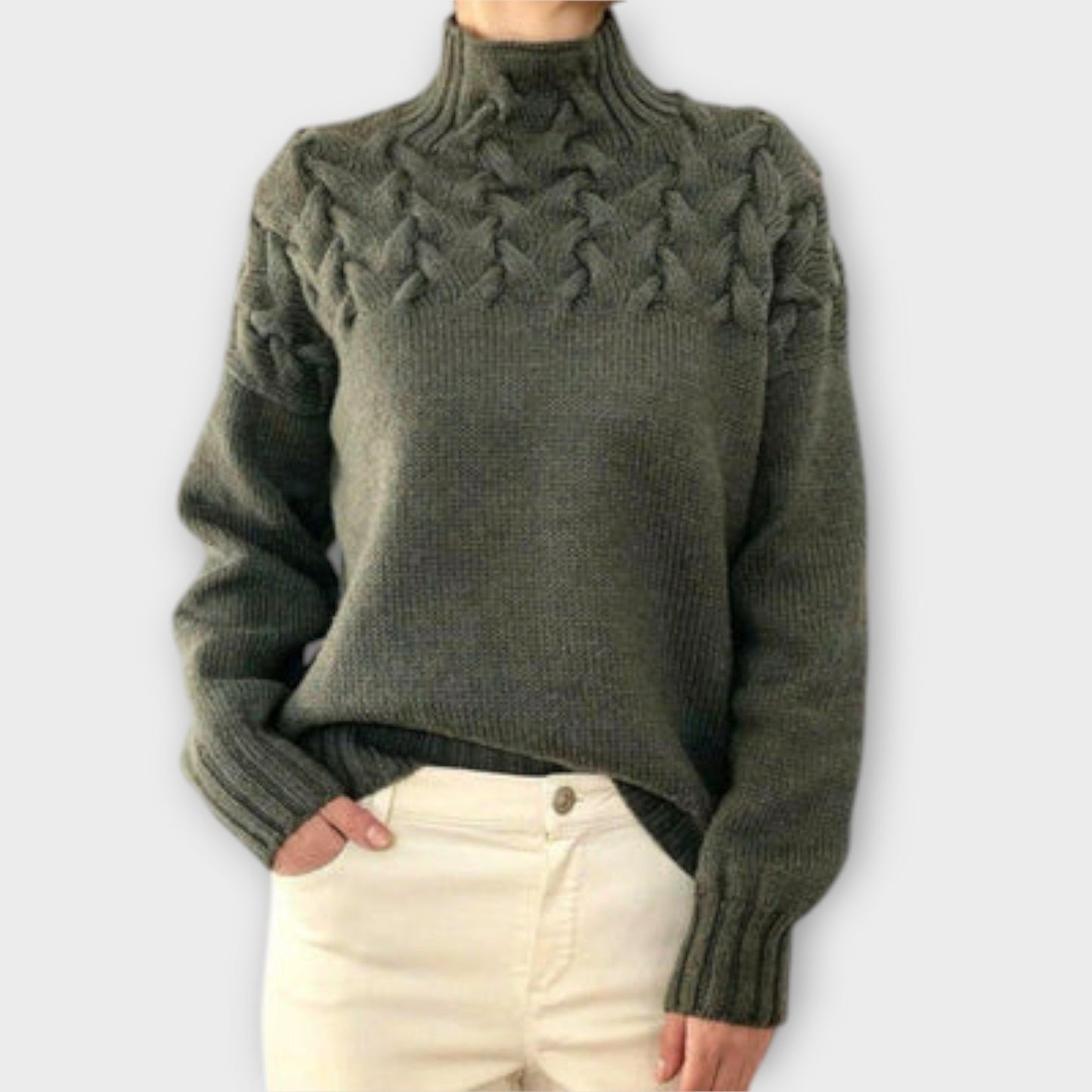 Eva - Dámský svetr s detailním copánkovým vzorem