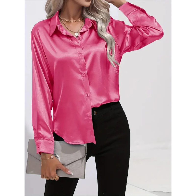 Satijnen Damesblouse met Knopen – Elegant & Tijdloos