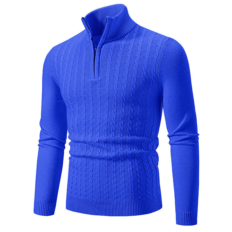 Heren Kabelgebreide Pullover met Verstelbare Kraag