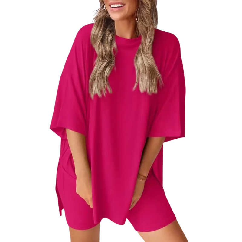 SummerEase – 2-delige Dames Set – Luchtige T-shirt & Stretch Shorts