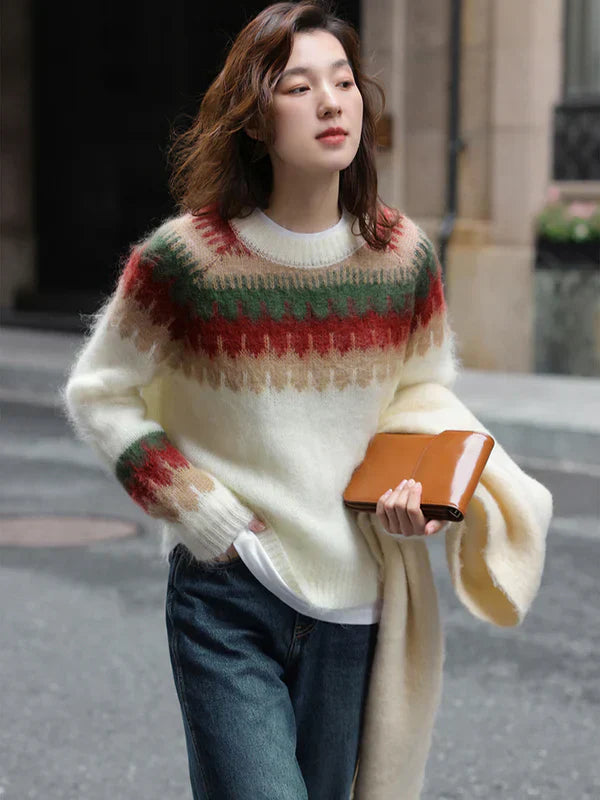 Jersey de Punto con Motivo Navideño en Rojo para Mujer | Ideal para Celebraciones de Invierno