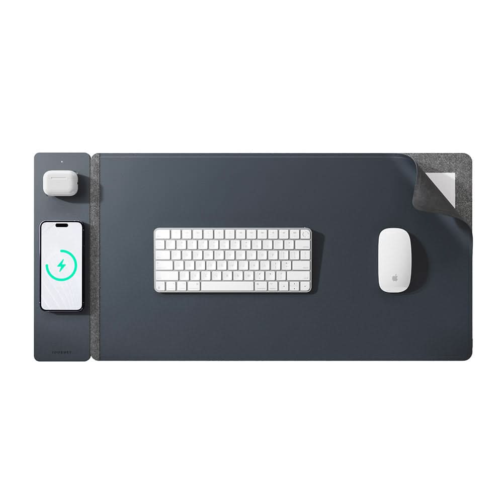 Wireless Charging Desk Mat – Reversible Vegan Leather