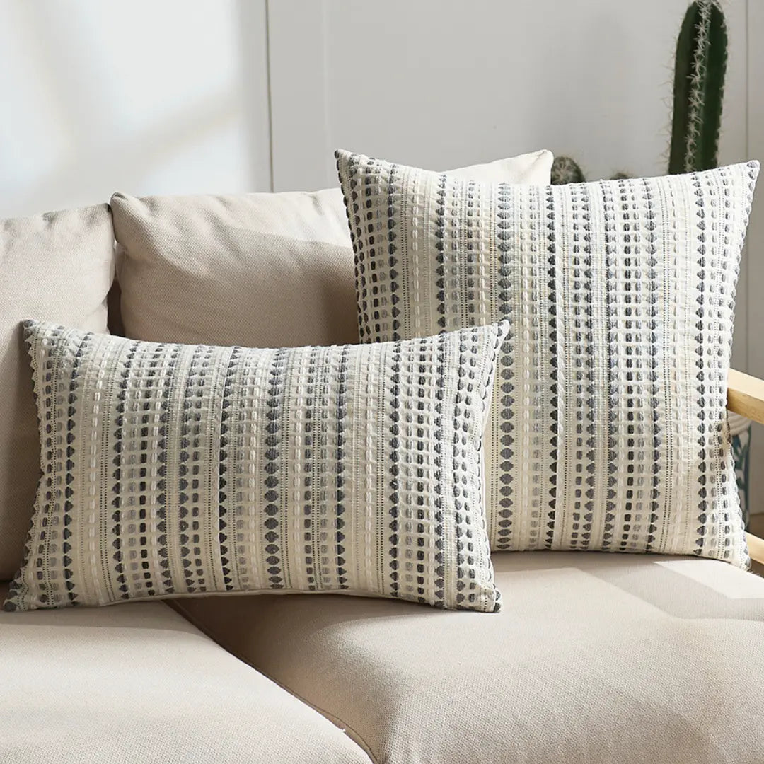 A&L °06 Textured Lumbar Cushion Cover – Modern Woven Stripe Design