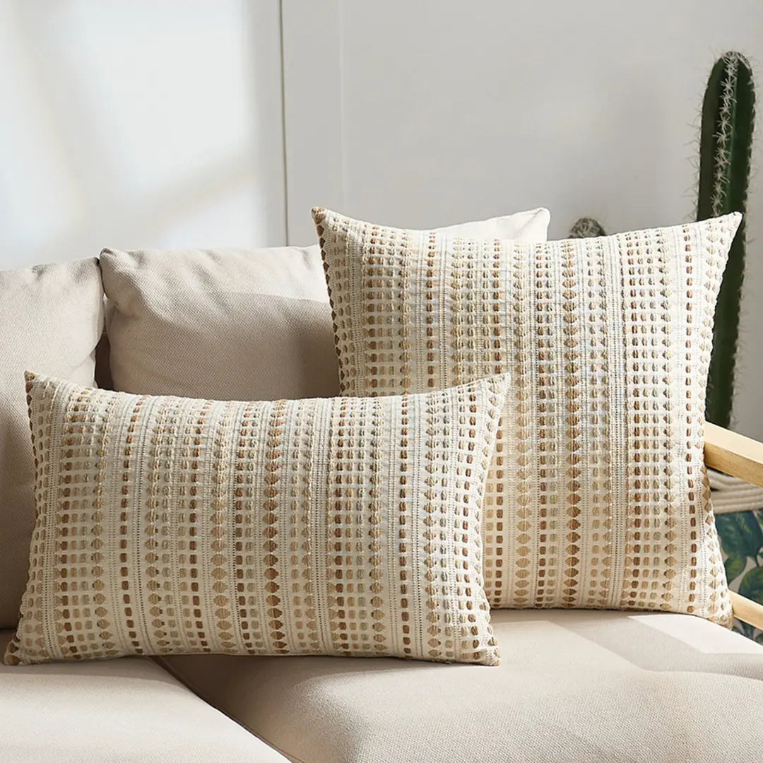 A&L °06 Textured Lumbar Cushion Cover – Modern Woven Stripe Design