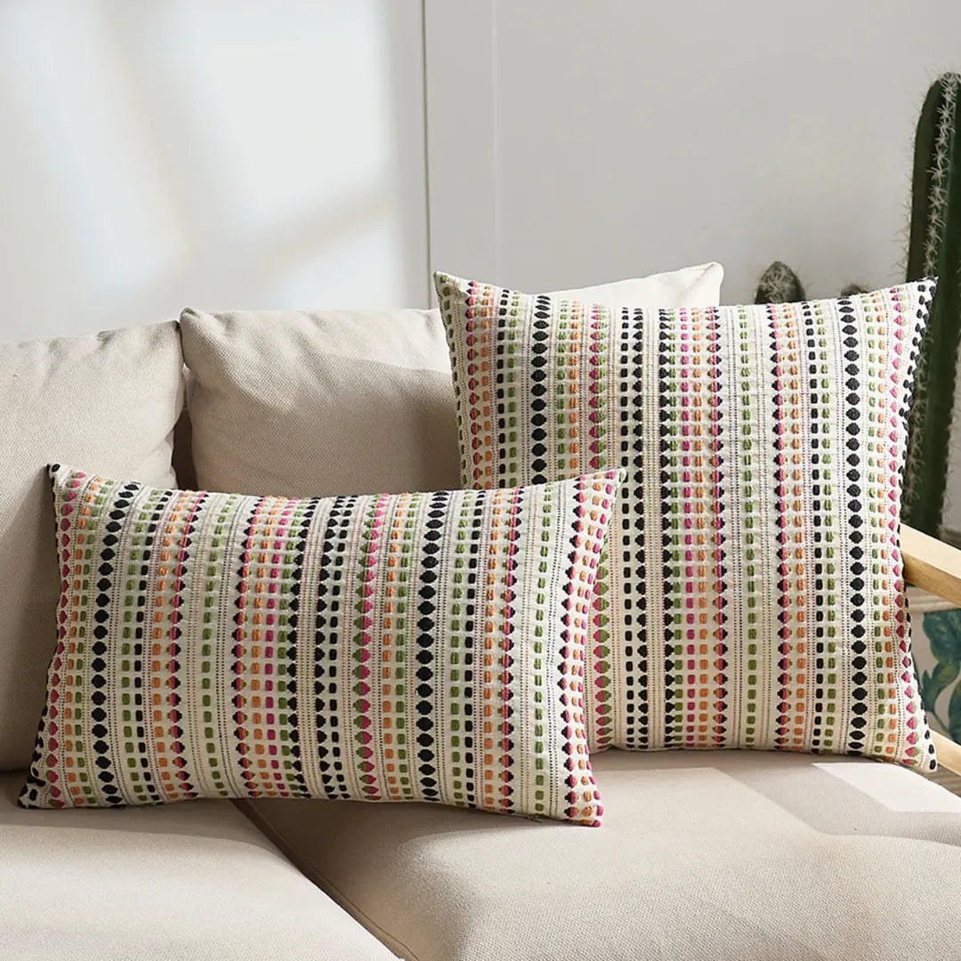 A&L °06 Textured Lumbar Cushion Cover – Modern Woven Stripe Design