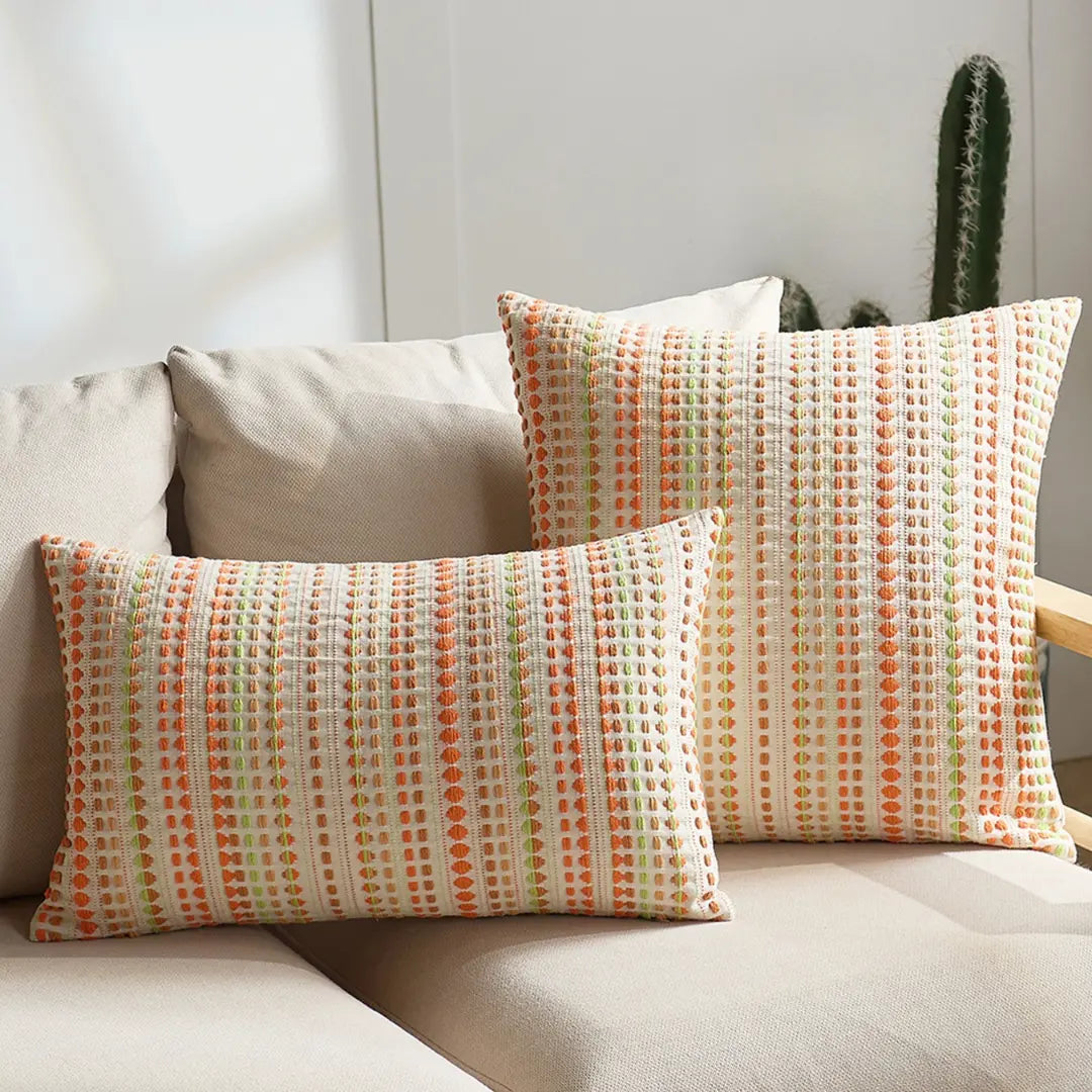 A&L °06 Textured Lumbar Cushion Cover – Modern Woven Stripe Design
