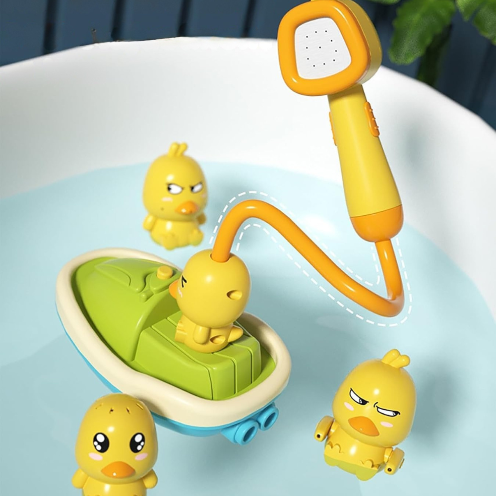 AquaTots | Badespielzeug-Set mit schwimmenden Enten und sanftem Wassersprüher für Kinder 1