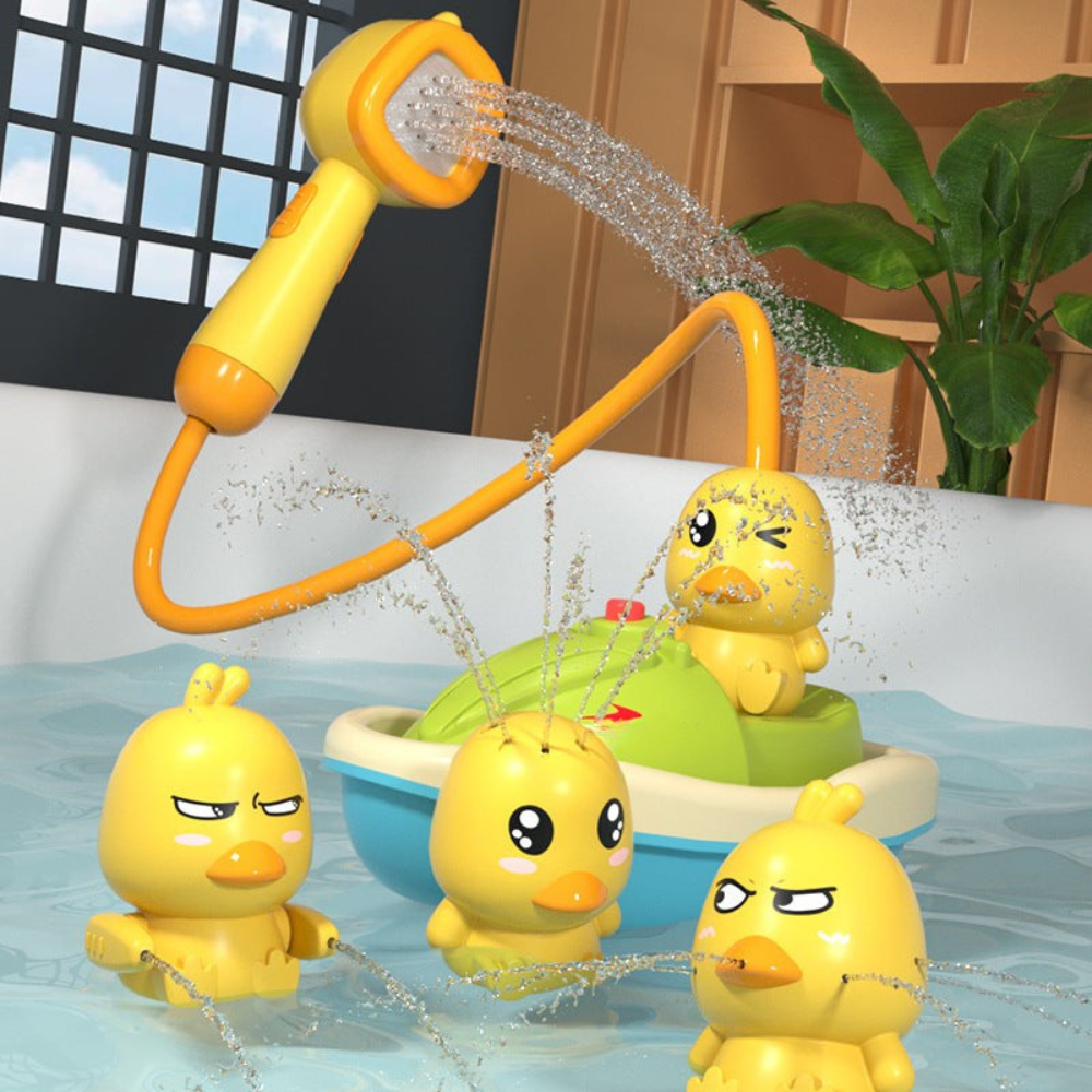 AquaTots | Badespielzeug-Set mit schwimmenden Enten und sanftem Wassersprüher für Kinder 2