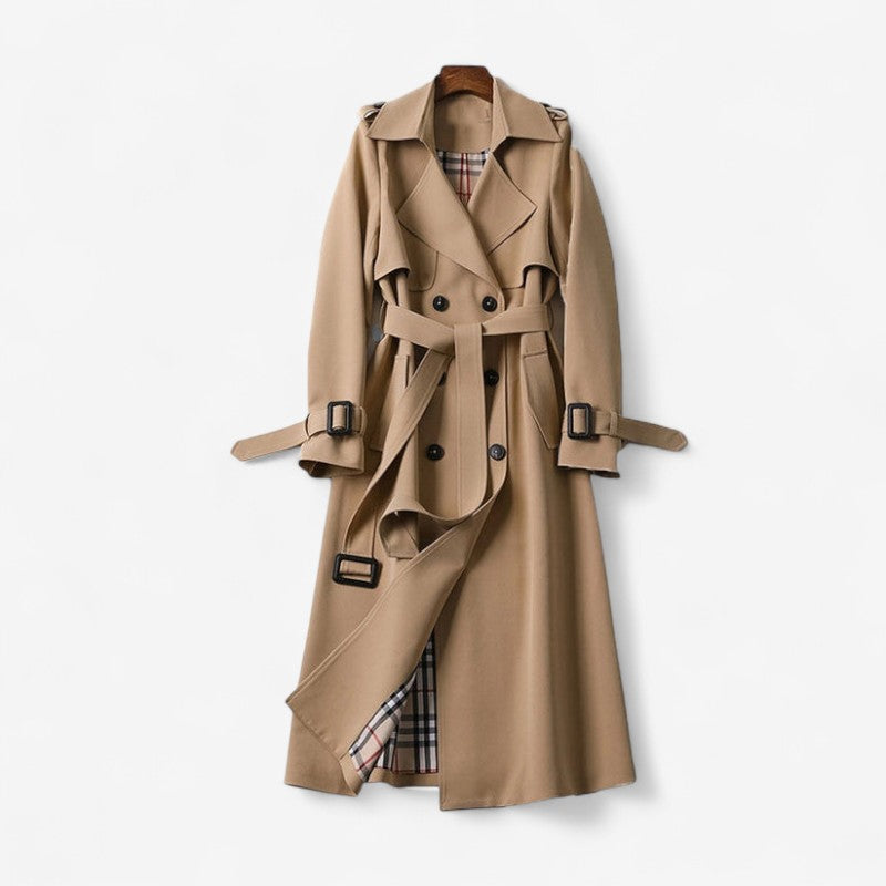 Junia – Trench Coat Long avec Ceinture et Longues Manches