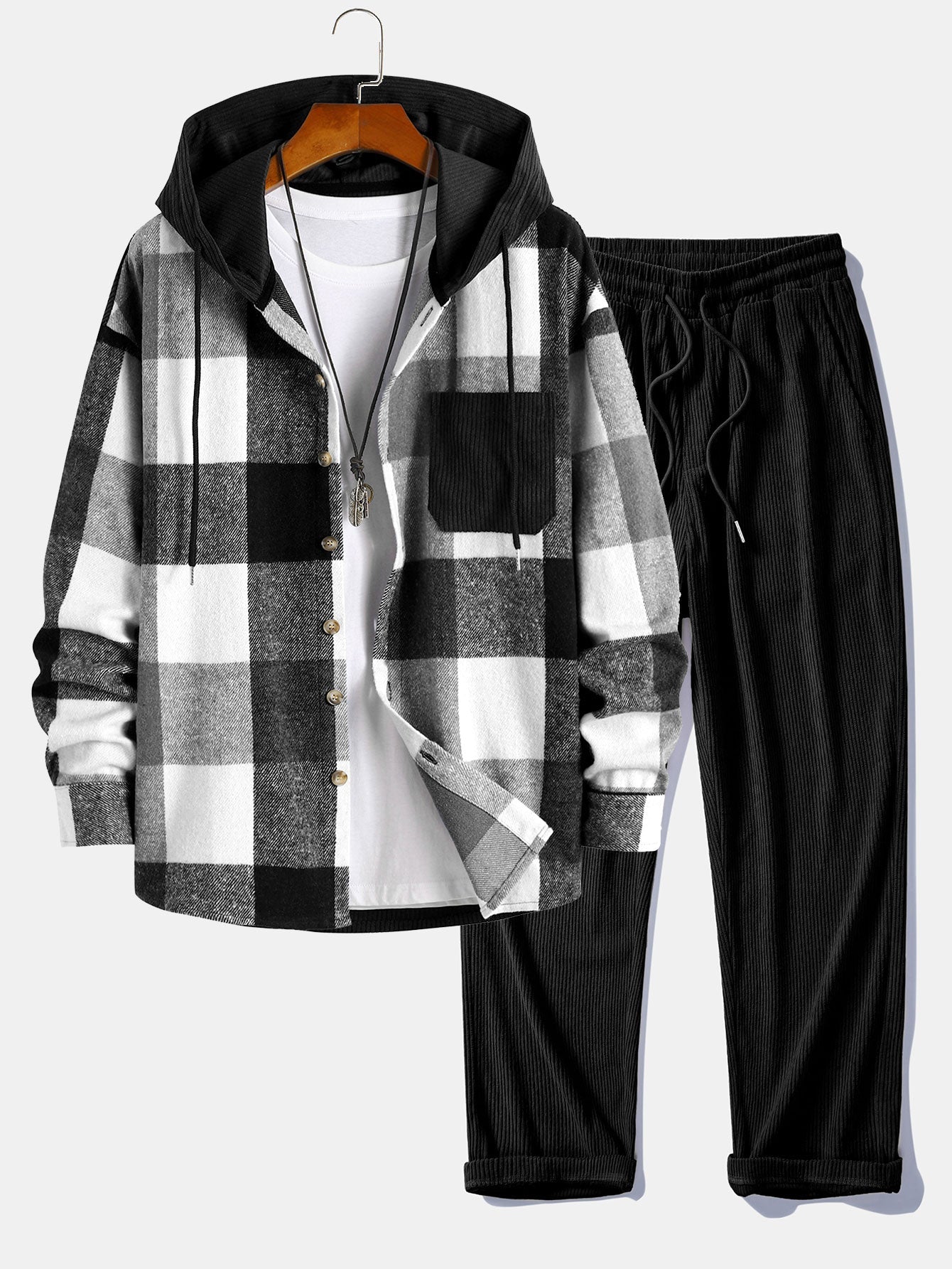 Balthazar - Conjunto De Sudadera Con Capucha y Pantalones De Pana Con Parches