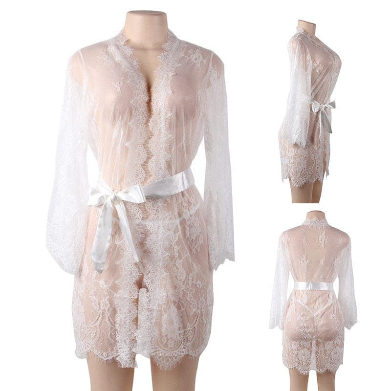 ÉLODIE 3 – Satijnen Kimono met kantdetail | Luxe Layering - LivingCurves After Dark premium sleepwear