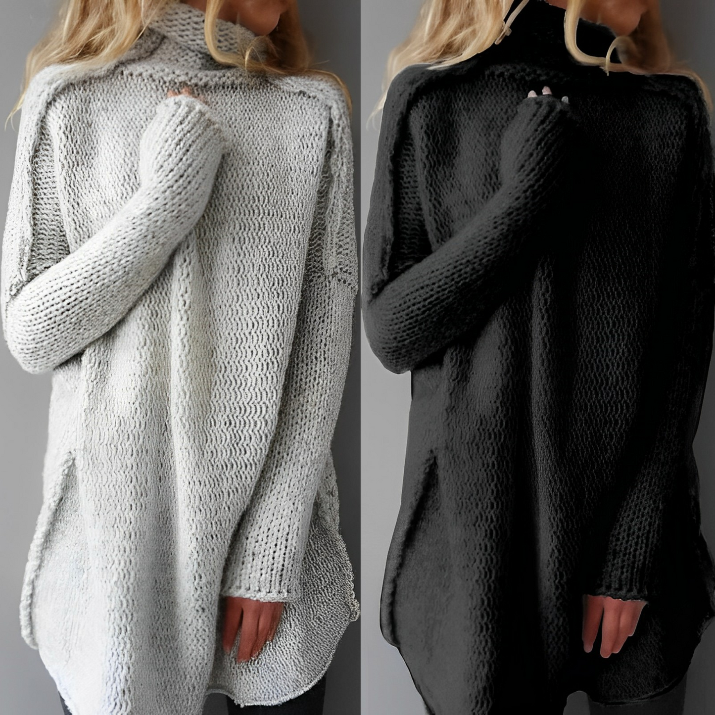 Women's Oversized Turtleneck Knit Sweater - Cozy Chunky Pullover, Stylish Winter Wear