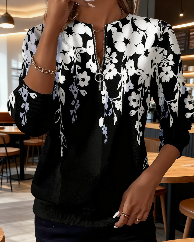 Paulina | Bedrucktes Half-Zip Sweatshirt